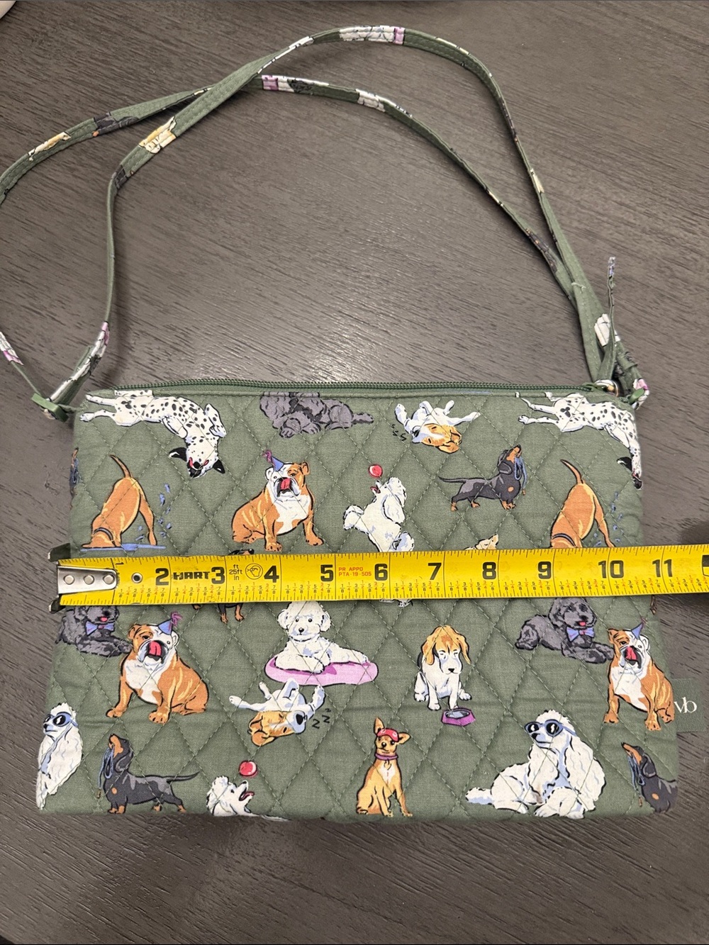 Vera Bradley Quilted Olive Dog Print Shoulder Bag - Picture 11 of 13